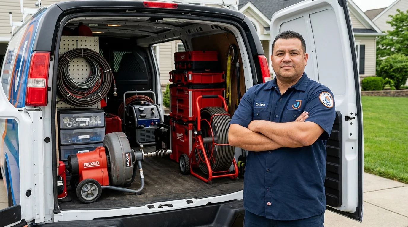 Professional drain cleaning equipment and Johns Plumbing LLC plumber in Orinda