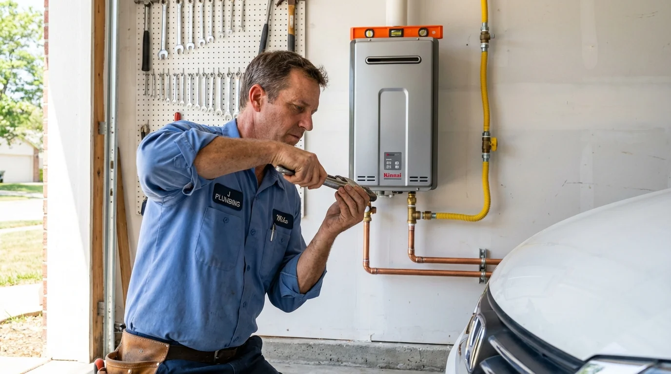 Tankless water heater installation by a Johns Plumbing LLC plumber in Orinda